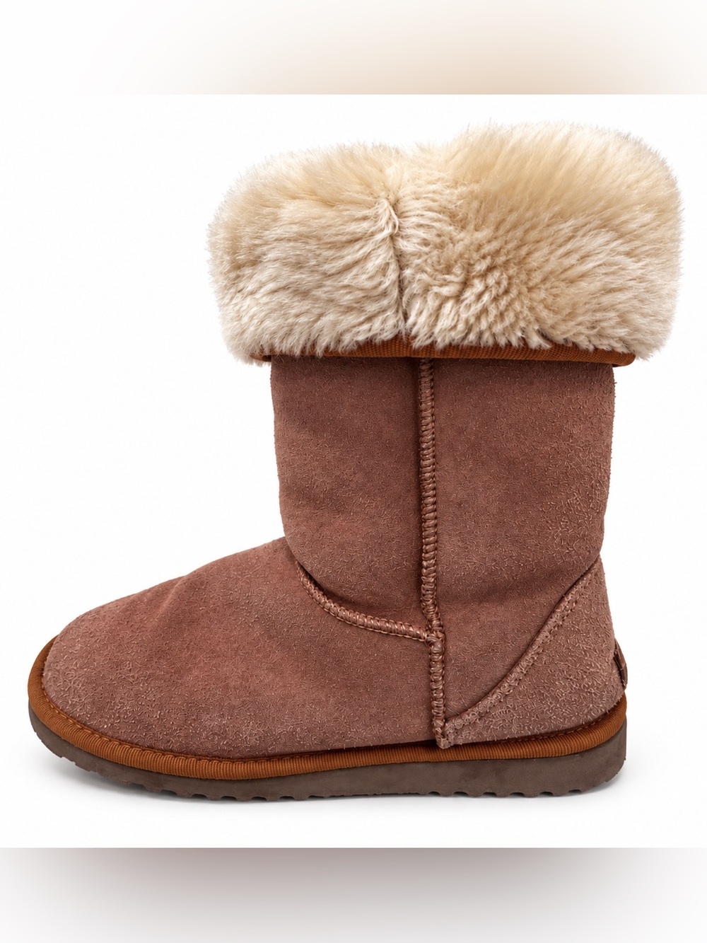 UGG Light Brown Peachy Suede Shearling Cuff Booties Size 6W